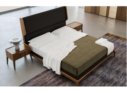 Braunes Schlafzimmer-Set Bett Nachttische 2tlg Moderner Stil Luxus Möbel