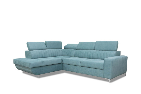 Blaue Couch Wohnlandschaft Stoff Eck Sofa Design Textil Sofa L-Form Möbel 