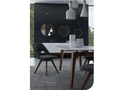 Grauer Luxus Esszimmerstuhl Moderner Einsitzer Stil Designer Holzmöbel