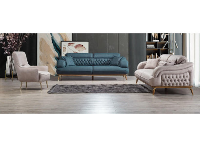 Luxus Garnitur Set Sofagarnitur 331 Sitzer Sofas Sessel Leder 3tlg.Neu