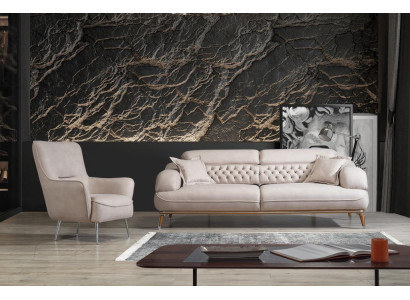 Sofagarnitur 3+1 Sitzer Luxus Sofa Sofas Sessel Leder Garnitur Luxus Set