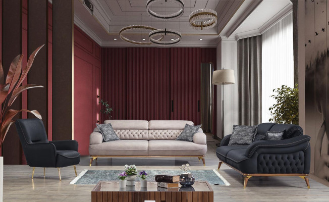 Design Textil Sessel Wohnzimmer Lounge Luxus Stuhl Design Möbel Schwarz