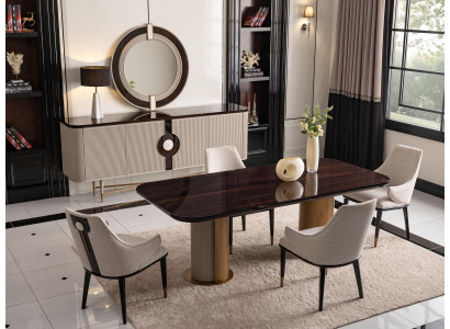 Essecke Esszimmer Essgruppe Luxus Esstisch Stühle Beige Holz Set 9tlg