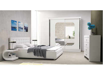 Schlafzimmer Set Möbel Modern Luxury Betten Bett Textil 2x Nachttisch 3 tlg.Neu