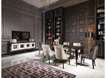Essecke Esszimmer Essgruppe Luxus Esstisch Stühle Schwarz Holz 9tlg