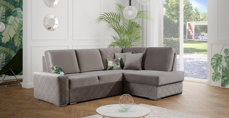 Schlafsofa Samt Bettfunktion Sitz Leder Lounge Wohnlandschaft Ecksofa L-form Neu