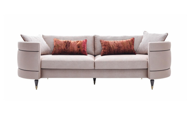Stoffsofa Viersitzer Sofa 4 Sitzer Polstersofa Grau Modern Design