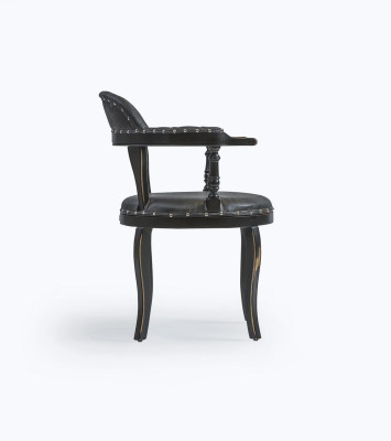 Luxus Design Polster Stuhl Polster Sitz Esszimmer Holz Stuhl mit Armlehnen
