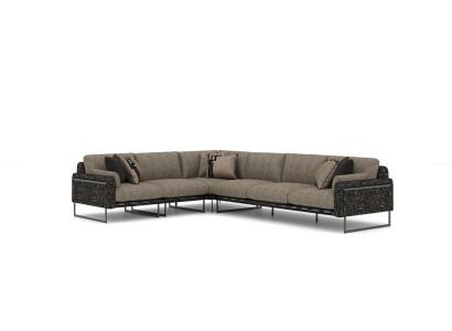 Wohnzimmer Garnitur Ecksofa L-Form Einrichtung Luxus Möbel Brau Neu Textil