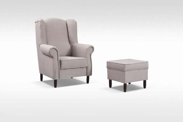 Sessel Hocker Beistell Desig Ohrensessel Set Garnitur Polster Relax Fernseh 2tlg