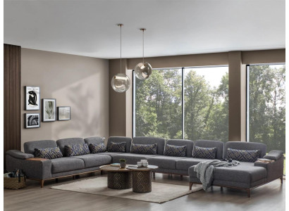 Design Ecksofa U Form Couch Modern Textil Garnitur Grau Polstermöbel Neu