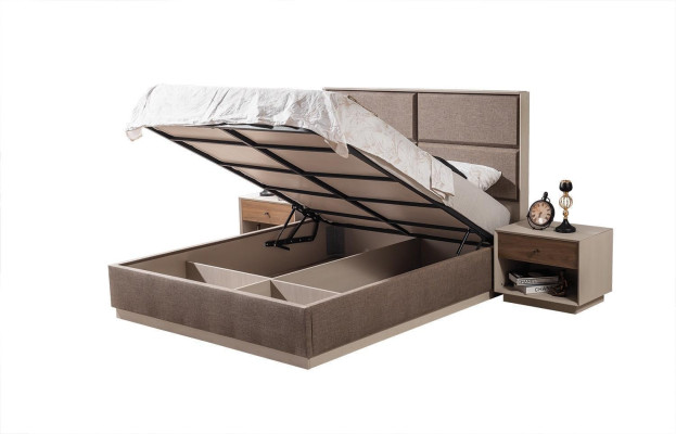  Luxus Schlafzimmer Set Elegant Bett und 2x Nachttische Modernes Design