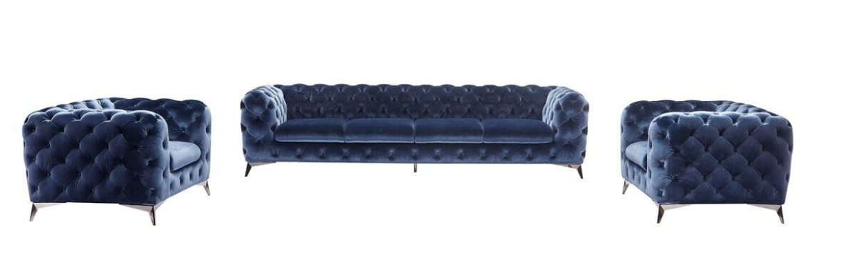 Sofa Chesterfield Couch Polster XXL Big Garnitur Textil 2+1+1 designer Couchen