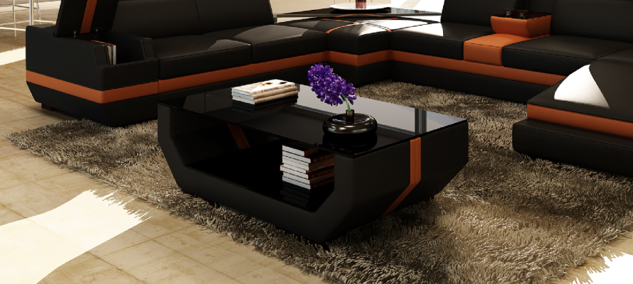 Luxus Couchtische Polser Leder Designer Wohnzimmer Beistelltisch Tisch