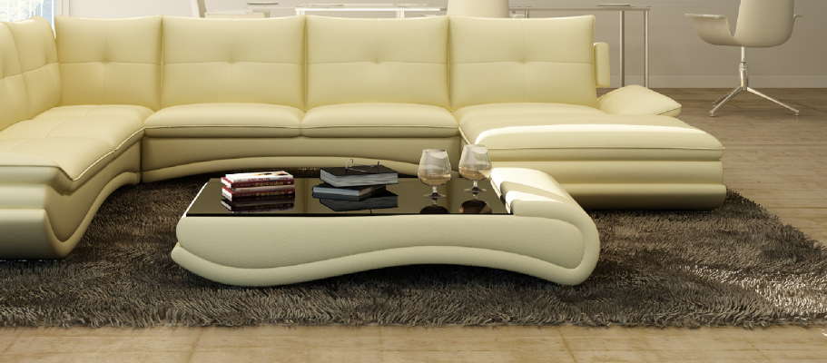 Sofatisch Design Wonzimmer Glas Leder Couch Sofa Tisch Kaffee Beistell