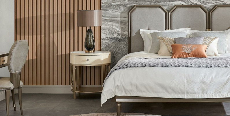 Schlafzimmer Set Design Einrichtung Bett Moderne Möbel 5tlg. Nachttisch Massivholz