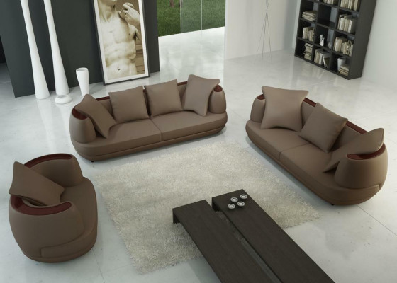 Luxus Design Sofagarnitur Klassische Leder Couch Polster Sitz Set Sofa