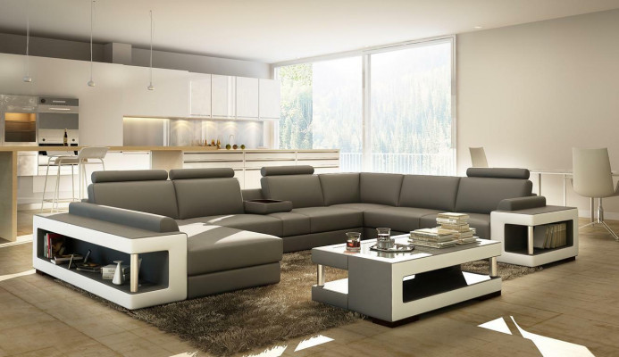 Ledersofa XXL Ecksofa Design Big Sofa Couch Polster Eck Sitz Garnitur