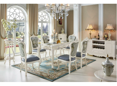 Klassische Barock 4x Lehnstuhl Gruppe Chesterfield Stuhl Sets Massivholz