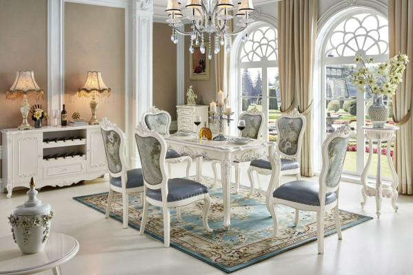 Klassische Barock 4x Lehnstuhl Gruppe Chesterfield Stuhl Sets Massivholz