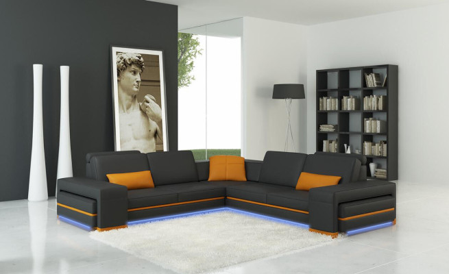 Ledersofa Couch Wohnlandschaft L Form Design Dekor Modern Sofa Eck Sofas