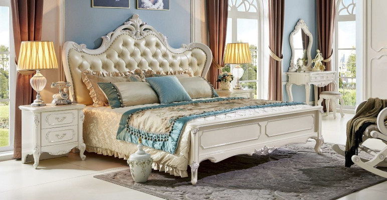 Luxus Betten Hotel Königliches Chesterfield Bett Doppelbett Barock Massivholz
