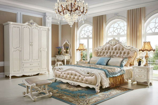 Luxus Schlafzimmer Bett Doppel Polster Chesterfield Hotel Betten Massivholz