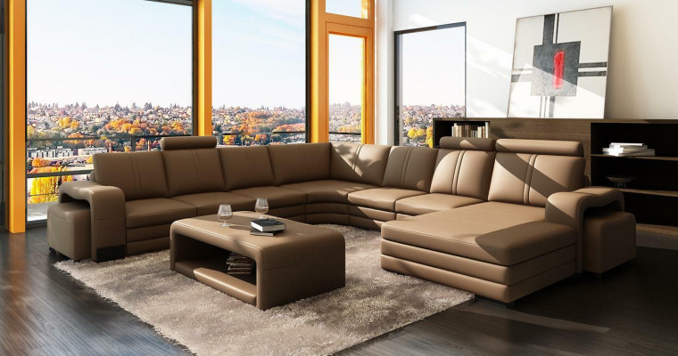 XXL Multifunktions Ledercouch Couch Big Sofa Polster Dekor Ecksofa Moderne
