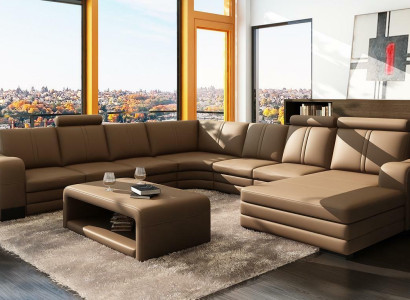 XXL Multifunktions Ledercouch Couch Big Sofa Polster Dekor Ecksofa Moderne