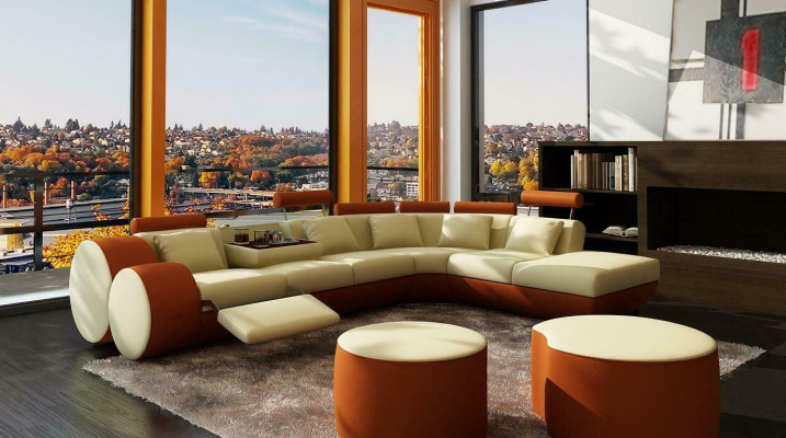 XXL Multifunktions Ledercouch Couch Big Sofa Polster Ecksofa Moderne