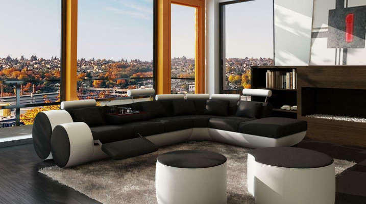 XXL Multifunktions Ledercouch Couch Big Sofa Polster Ecksofa Moderne