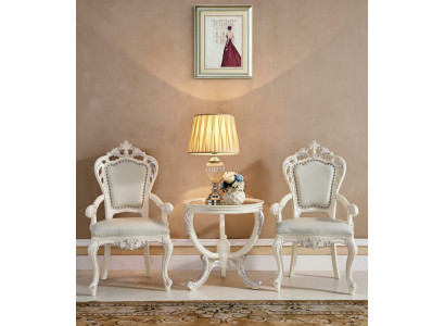 Set 2x Stühle mit Armlehnen Beistelltisch Sessel mit Armlehnen Luxus Sessel Neu