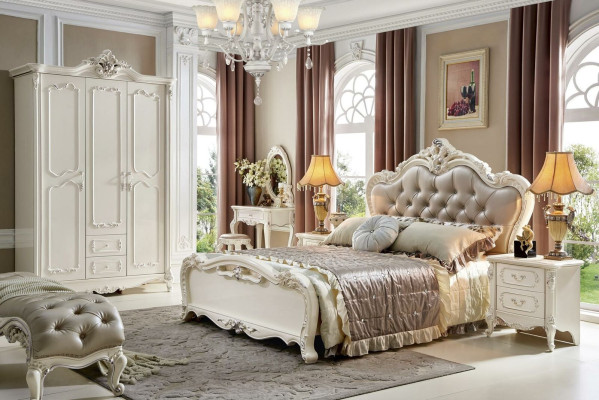 Klassisches Rokoko Barock Stil Betten Leder Chesterfield Doppel Hotel Bett Antik