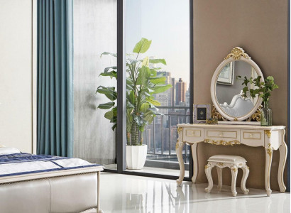 Tisch Klassische Spiegel Schlafzimmer Kommode Konsole Schminktisch Hocker 2tlg