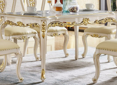 Barock Esstisch Tisch Wohnzimmer Gruppe Garnitur Holz Esszimmer Design Tische