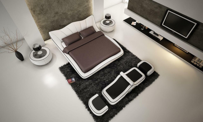 Modernes Design Bett XXL Dekorative Betten Luxus Stil Doppel Hotel Leder