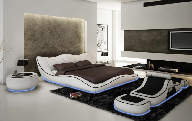 Modernes Design Bett XXL Dekorative Betten Luxus Stil Doppel Hotel Leder