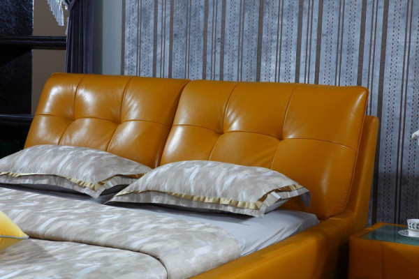 Designer Bett Schlafzimmer Doppelbett Betten Leder Hotel Luxus Polster
