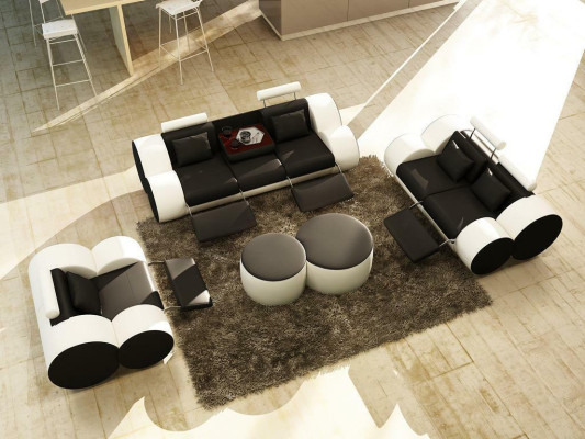 Sofagarnitur Design Couch 3+2 Set Polster Leder Sofa Wohnzimmer Garnituren
