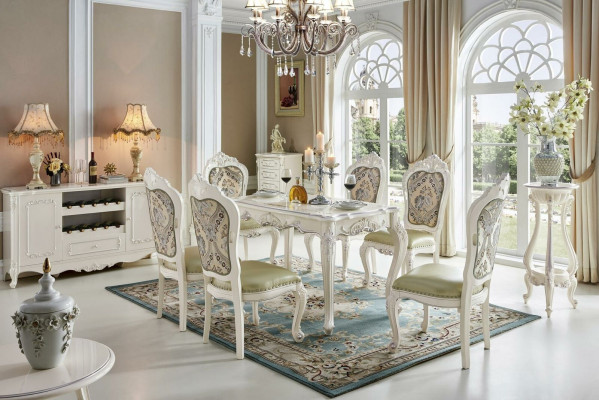 Barock Esstisch Tisch Gruppe Wohnzimmer Garnitur Esszimmer Holz Design