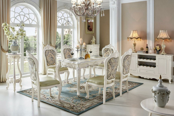 Barock Esstisch Tisch Gruppe Wohnzimmer Garnitur Esszimmer Holz Design