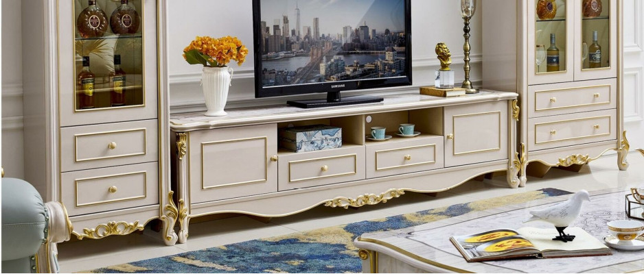 Sideboard TV Lowboard rtv Tisch Wohnzimmer Holz Schrank Klassisch Barock