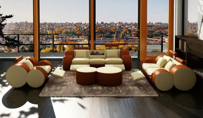 3 Sitzer Multifunktion Sofa Designer Leder Couch Polster Garnitur Sofas Couchen
