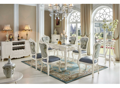 Barock Tisch Esszimmer Gruppe Garnitur Esstisch Holz Design Wohnzimmer Tische