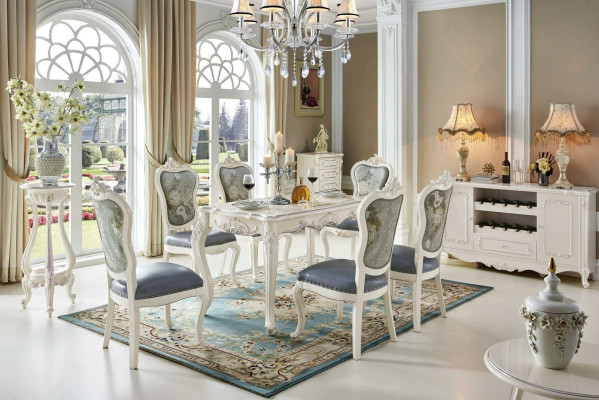 Barock Tisch Esszimmer Gruppe Garnitur Esstisch Holz Design Wohnzimmer Tische