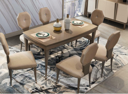 Set 6x Stühle Design Garnitur Stuhl Sessel Polster Gruppe Textil Massivholz