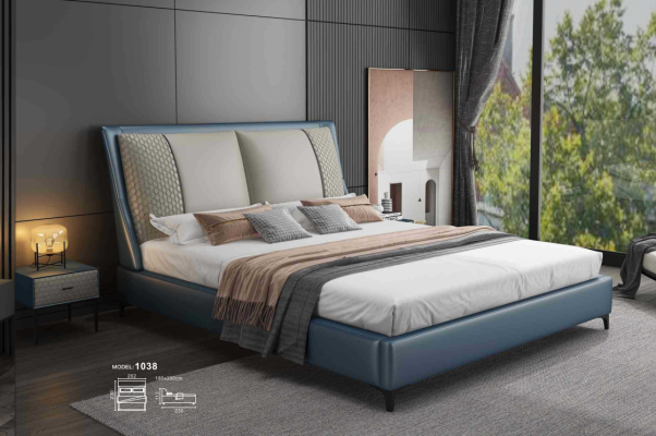 Designer Bett Schlafzimmer Betten Textil Leder Hotel Luxus Polster Samt Stoff