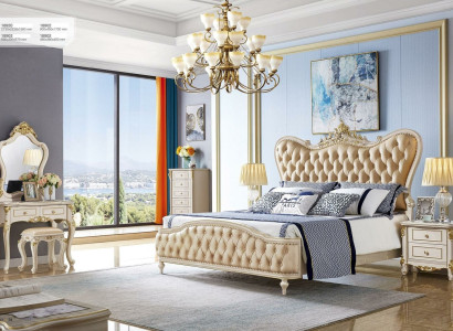 Schlafzimmer Möbel Bett 2 Nachttische 5tlg. Klassisches Edle Massivholz