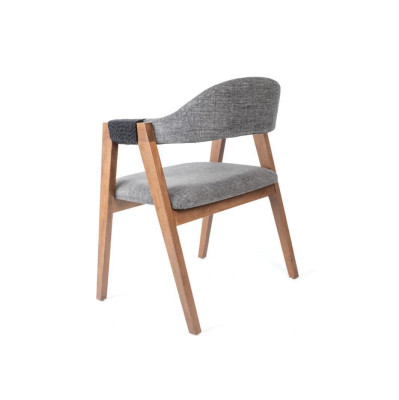 Moderner Sessel Stuhl 1x Esszimmer Echtes Holz Lounge Sitz Polsterstuhl Textil