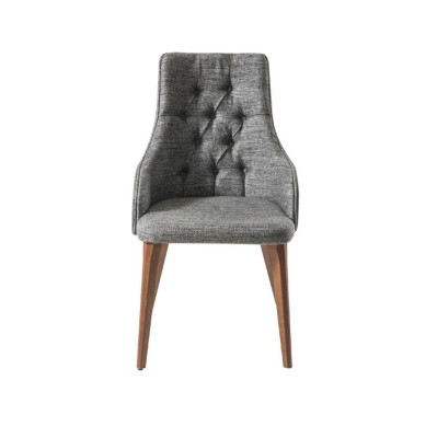 Grauer Esszimmer Chesterfield Stuhl Designer Textil Stühle Luxus Möbel Lehnstuhl